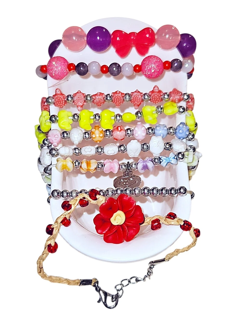 Little Girls 17 PC Colorful Jewelry Bundle Bracelets Necklaces Earrings